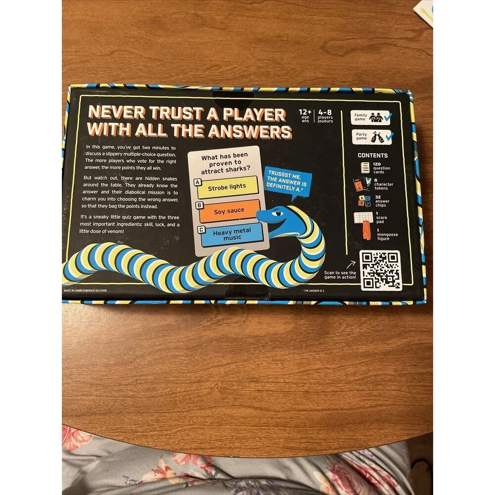 Snakesss Board Game by Big Potato Games Trivia Type Game NEW Open Box